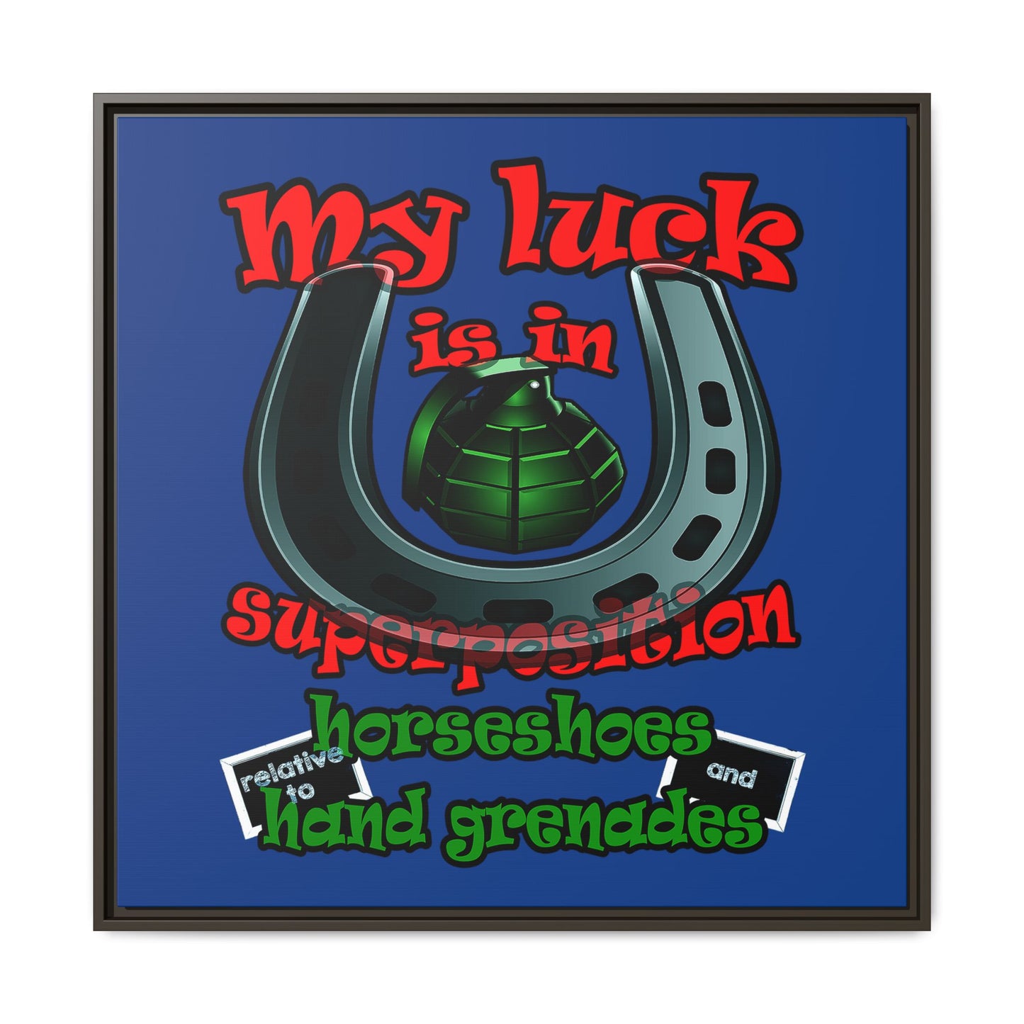 my luck - framed canvas art (dark blue)