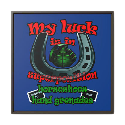 my luck - framed canvas art (dark blue)