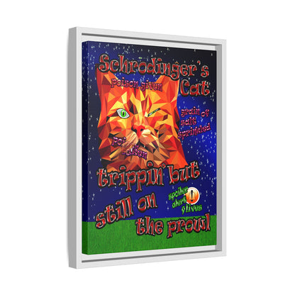 schrodinger's cat - framed canvas art ('snoops' background)