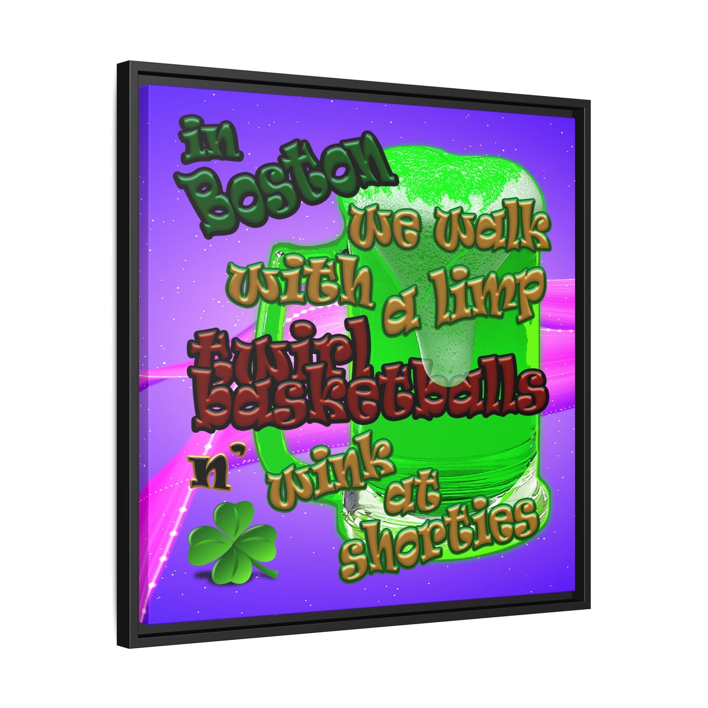 celtics logo - framed canvas art (purple-pink wave)