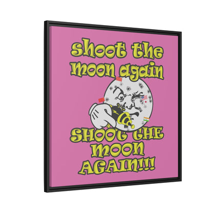 shoot the moon again - framed canvas art (light pink)