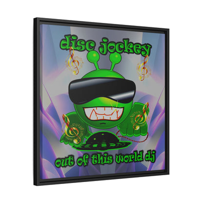 disc jockey - framed canvas art (grey-pink wave)