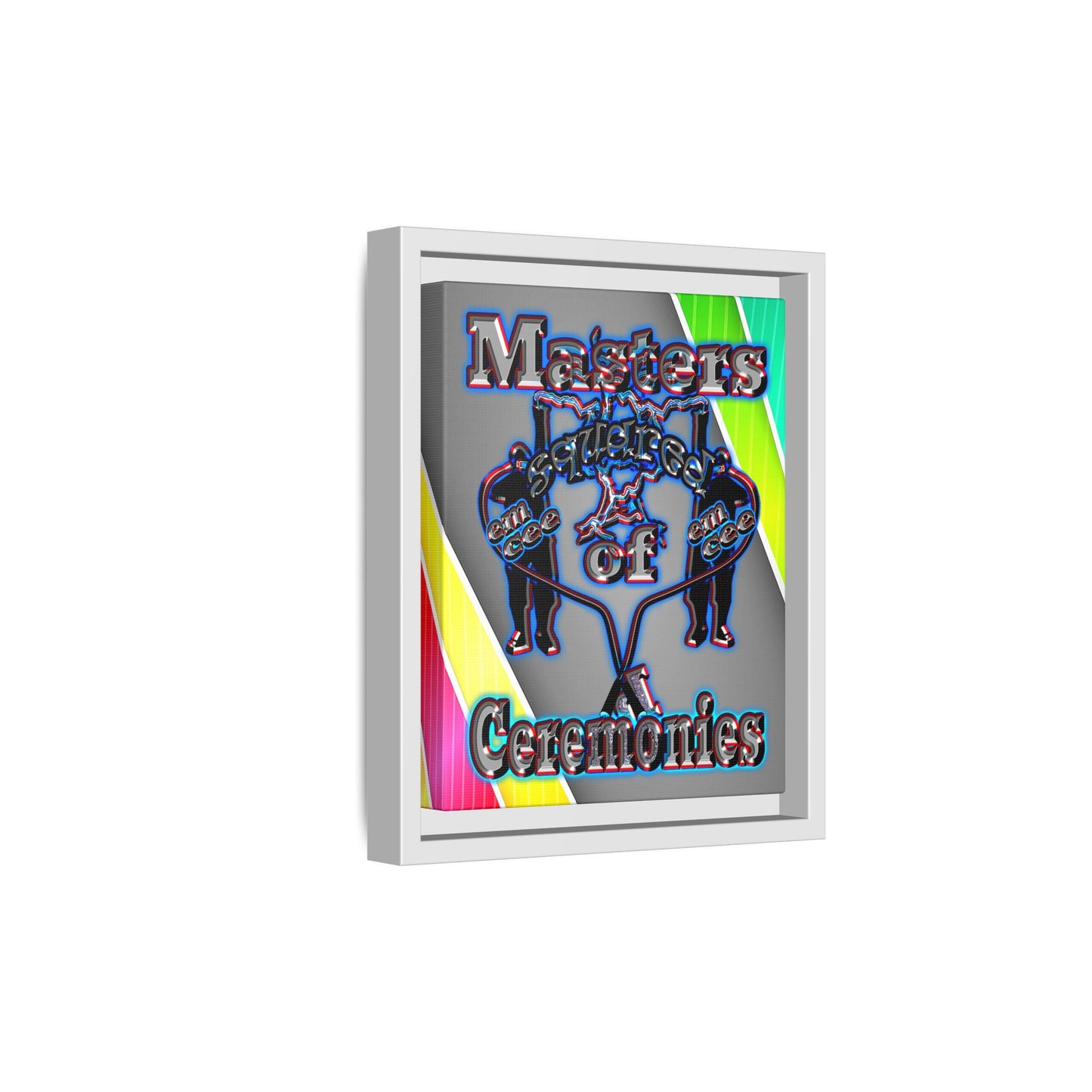 em cee squared - framed canvas art (rainbow split)