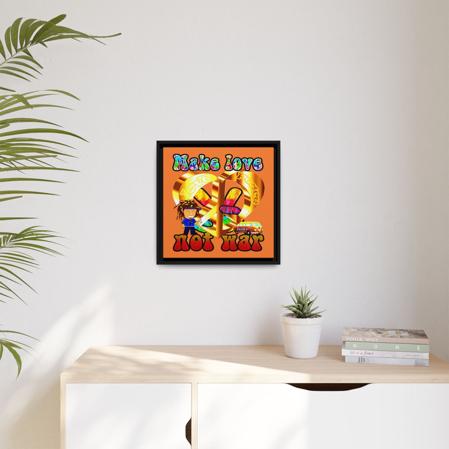 love peace - framed canvas art (crusta)