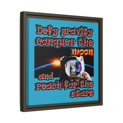 defy conquer reach - framed canvas art (turquoise)