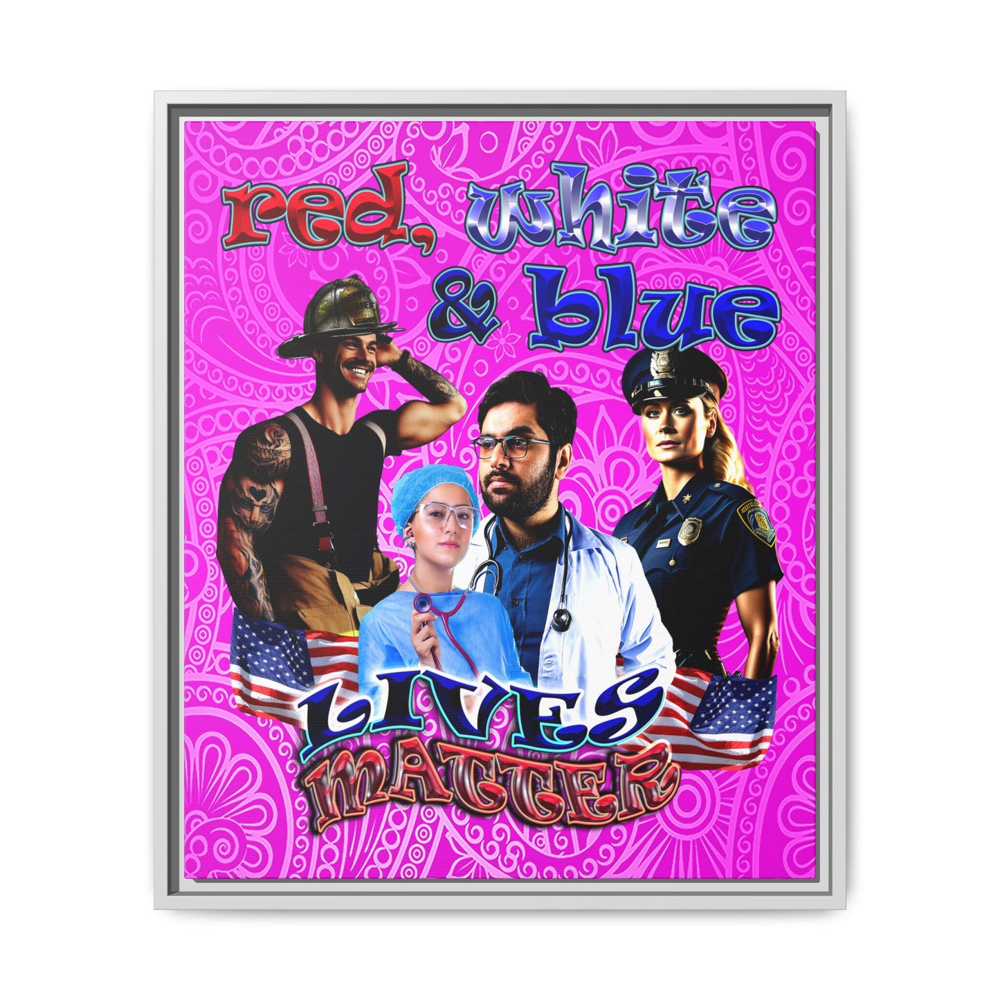 rw&b lives matter - framed canvas art (pink swirl)