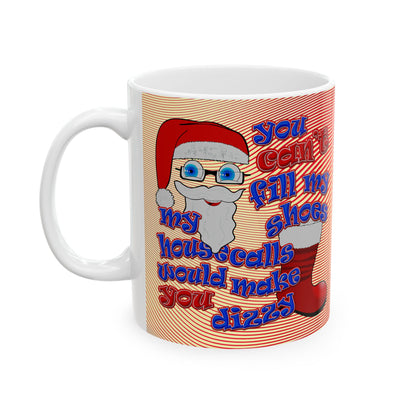 santa's shoes - White Mug (yellow-orange wave)