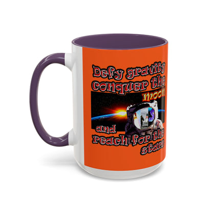 defy conquer reach - Accent Mug (orange)