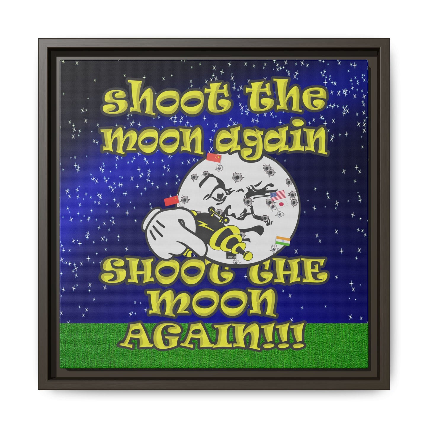 shoot the moon again - framed canvas art ('snoops' background)