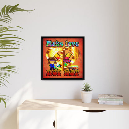 love peace - framed canvas art (burnt orange)