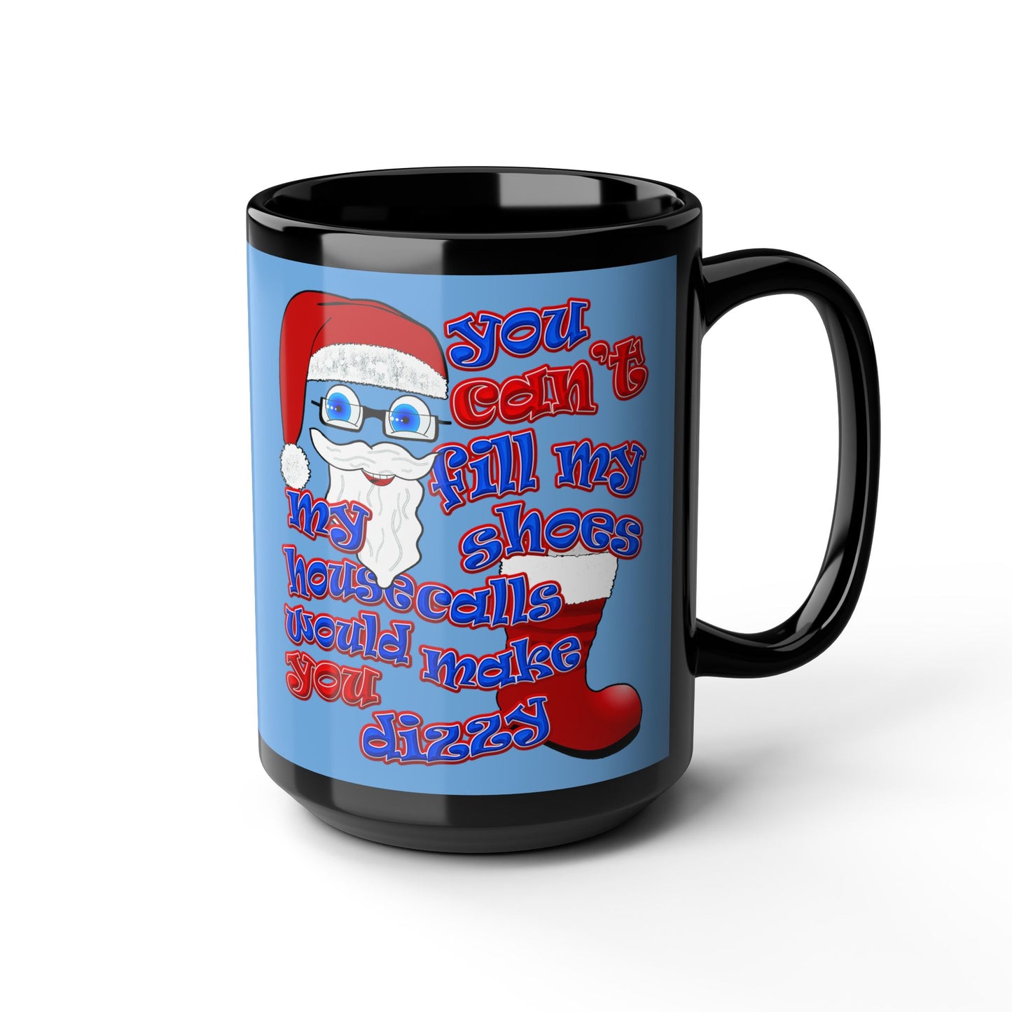 santa's shoes - Black Mug (light blue)