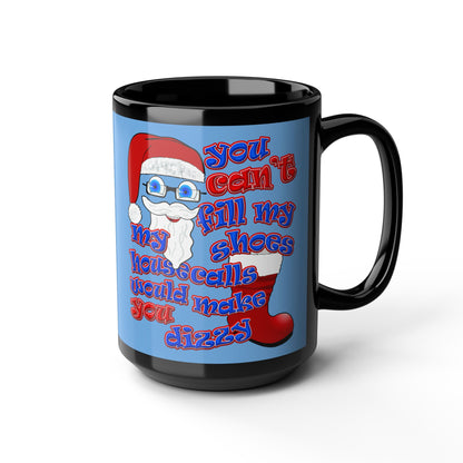 santa's shoes - Black Mug (light blue)
