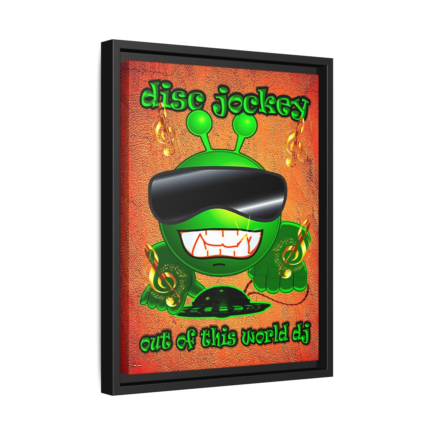 disc jockey - framed canvas art (burnt orange)