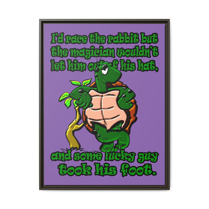 turtle race - framed canvas art (light purple)
