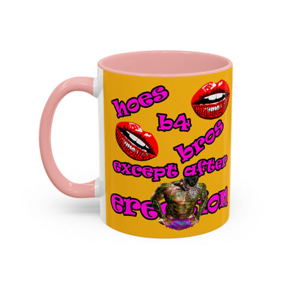 hoes b4 bros - Accent Mug (yellow)