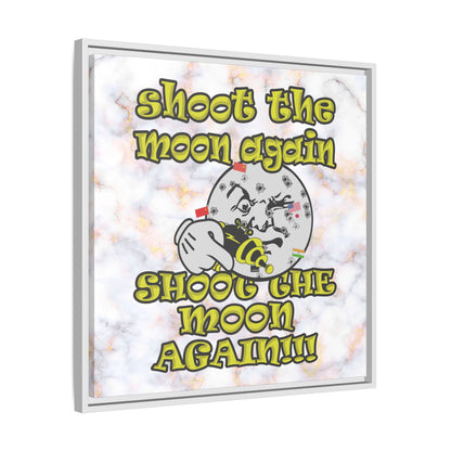 shoot the moon again - framed canvas art (white marble)