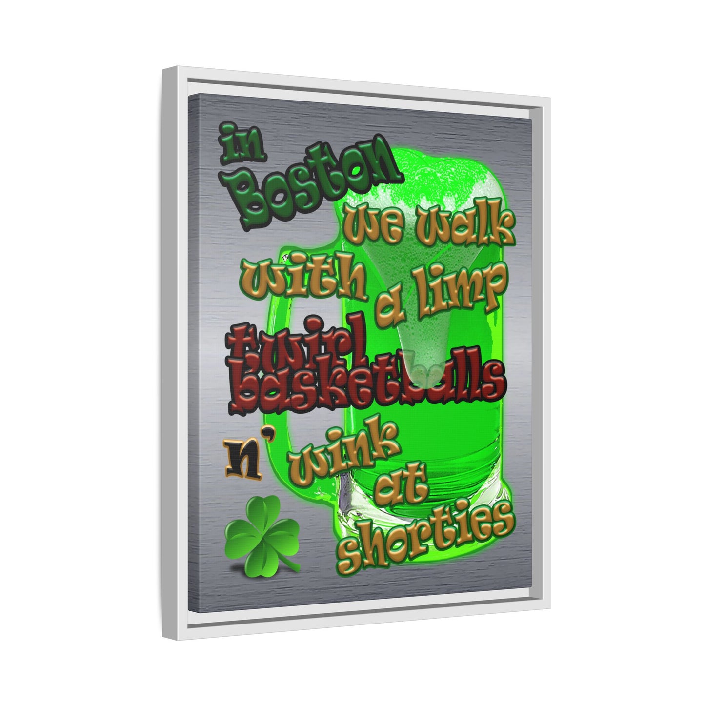 celtics logo - framed canvas art (brushed nickel)