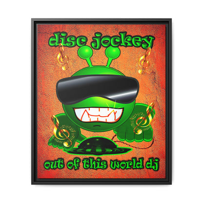 disc jockey - framed canvas art (burnt orange)