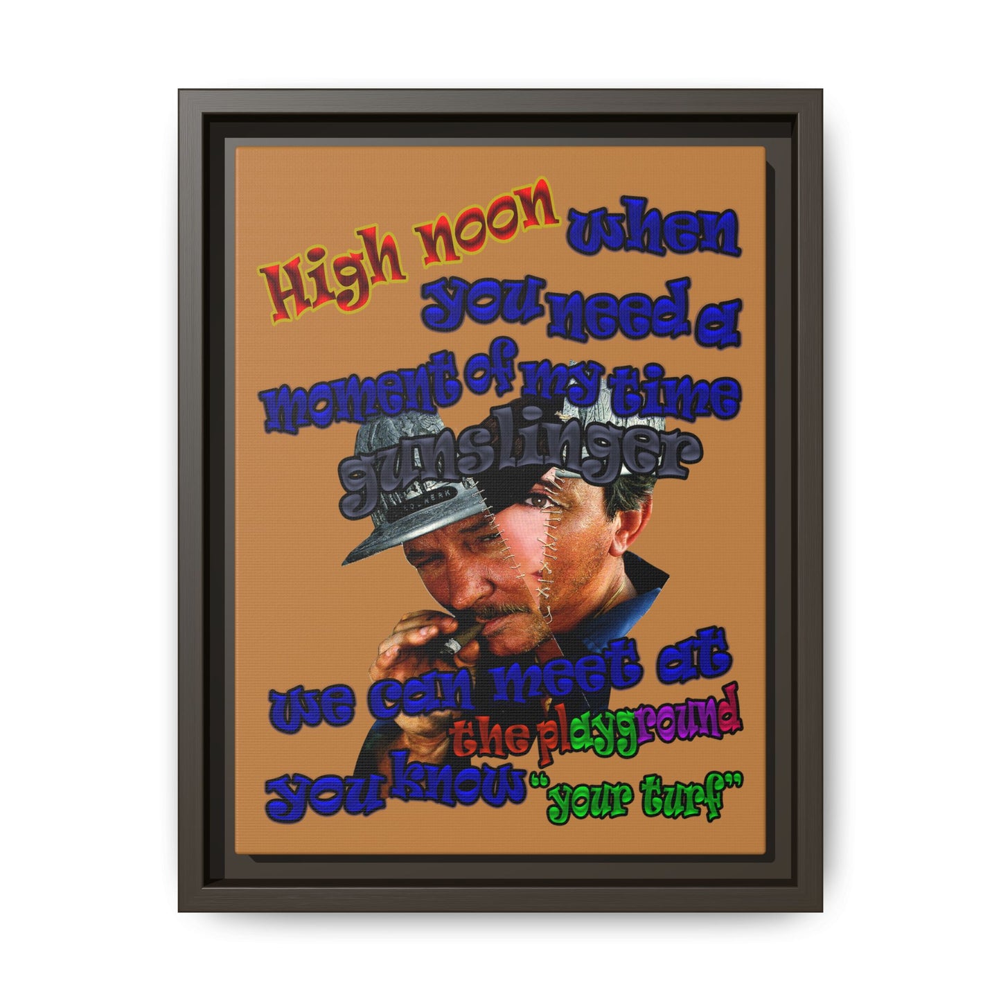 high noon - framed canvas art (light brown)