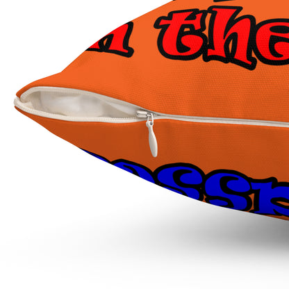 donkeys and elephants - Spun Polyester Square Pillow - (orange)