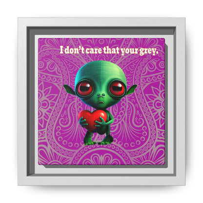 I don't care that your grey - framed canvas art (pink swirl)