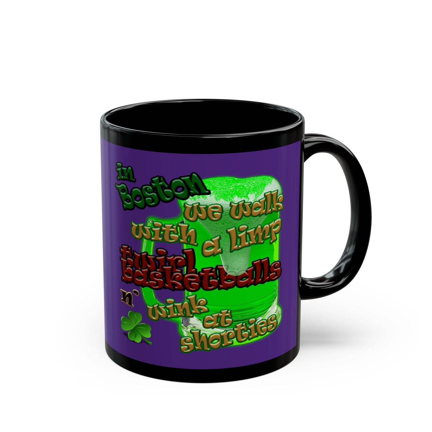 celtics logo - Black Mug (purple)
