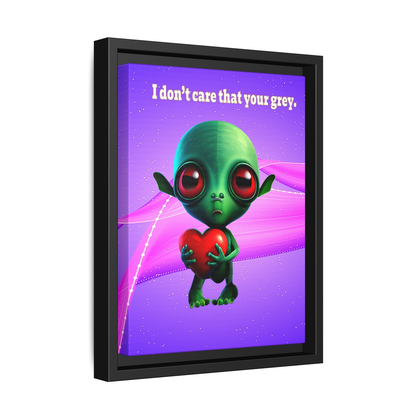 I don't care that your grey - framed canvas art (purple-pink wave)
