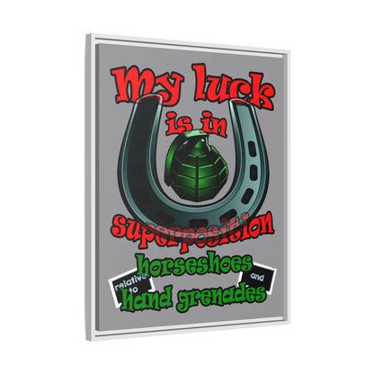 my luck - framed canvas art (grey)