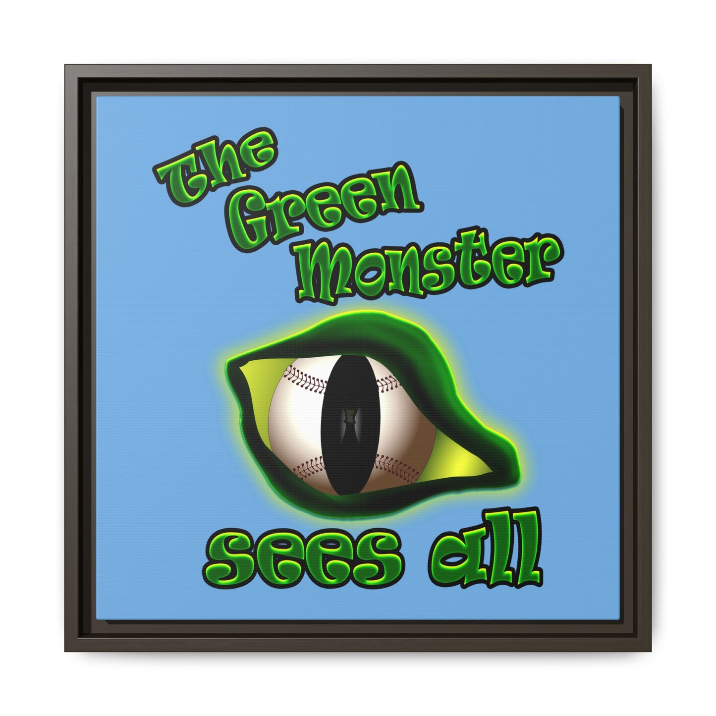 green monster - framed canvas art (light blue)