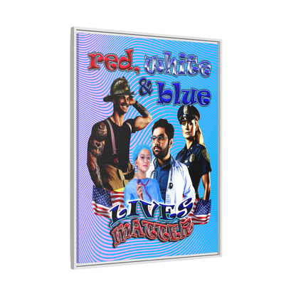 rw&b lives matter - framed canvas art (light blue-purple wave)