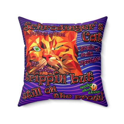 schrodinger's cat - Spun Polyester Square Pillow - (purple wave)