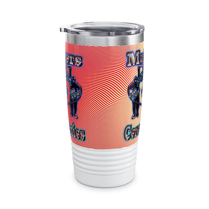 em cee squared - Ringneck Tumbler, 20oz (yellow-orange wave)