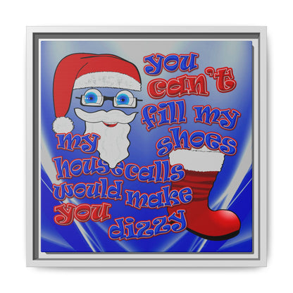 santa's shoes - framed canvas art (blue-white wave)