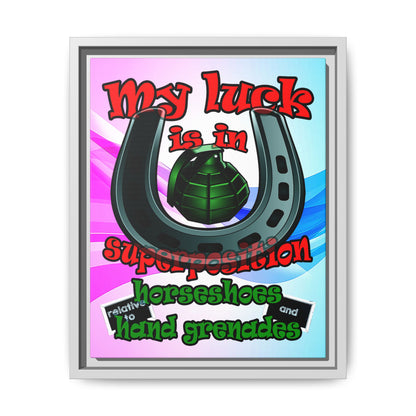 my luck - framed canvas art (light blue-pink wave)