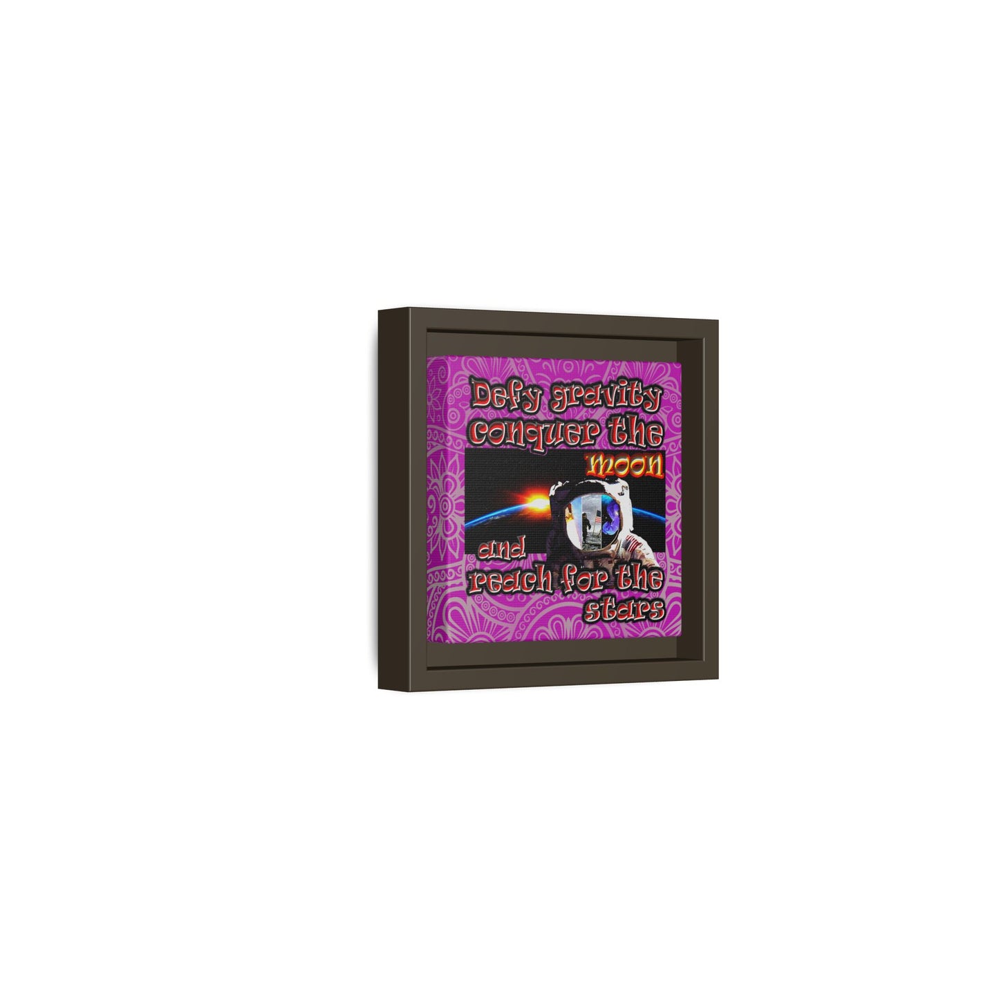 defy conquer reach - framed canvas art (pink swirl)