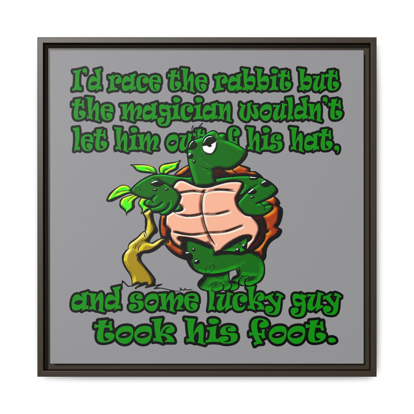 turtle race - framed canvas art (grey)