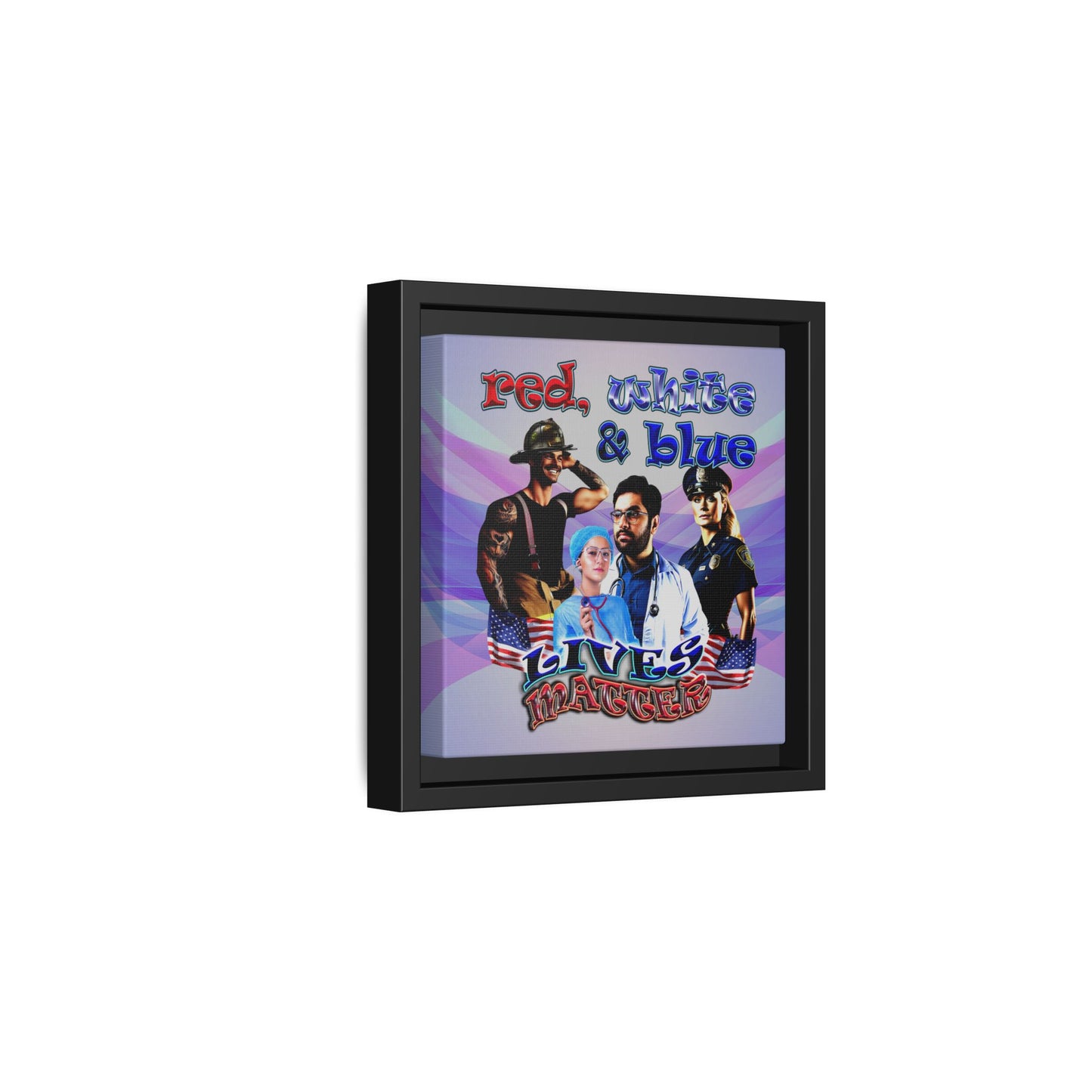 rw&b lives matter - framed canvas art (light blue-pink wave)