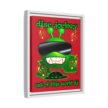 disc jockey - framed canvas art (dark red)