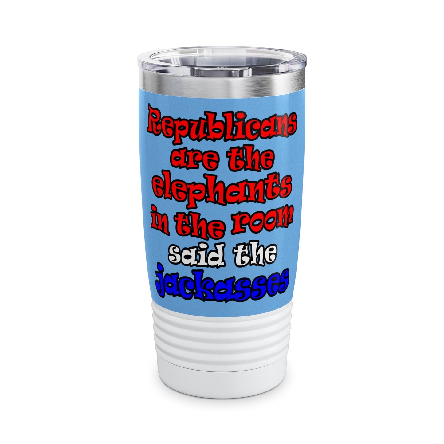donkeys and elephants - Ringneck Tumbler, 20oz (light blue)