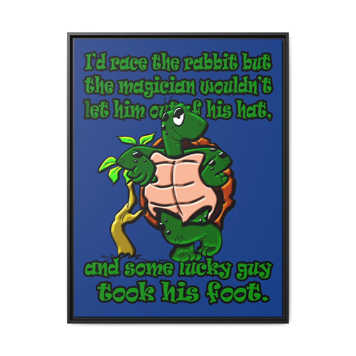turtle race - framed canvas art (dark blue)