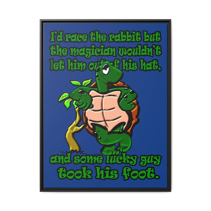 turtle race - framed canvas art (dark blue)