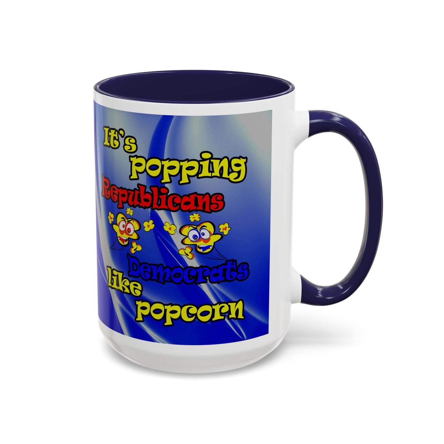 popping like popcorn - Accent Mug (blue-white wave)