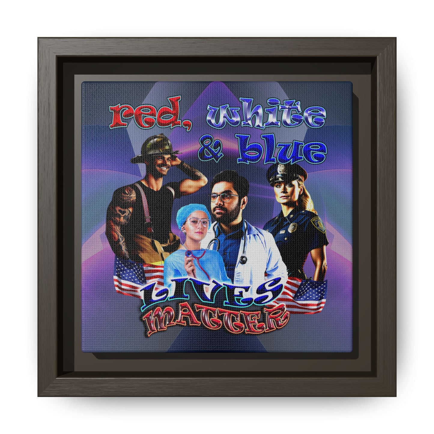 rw&b lives matter - framed canvas art (grey-pink wave)