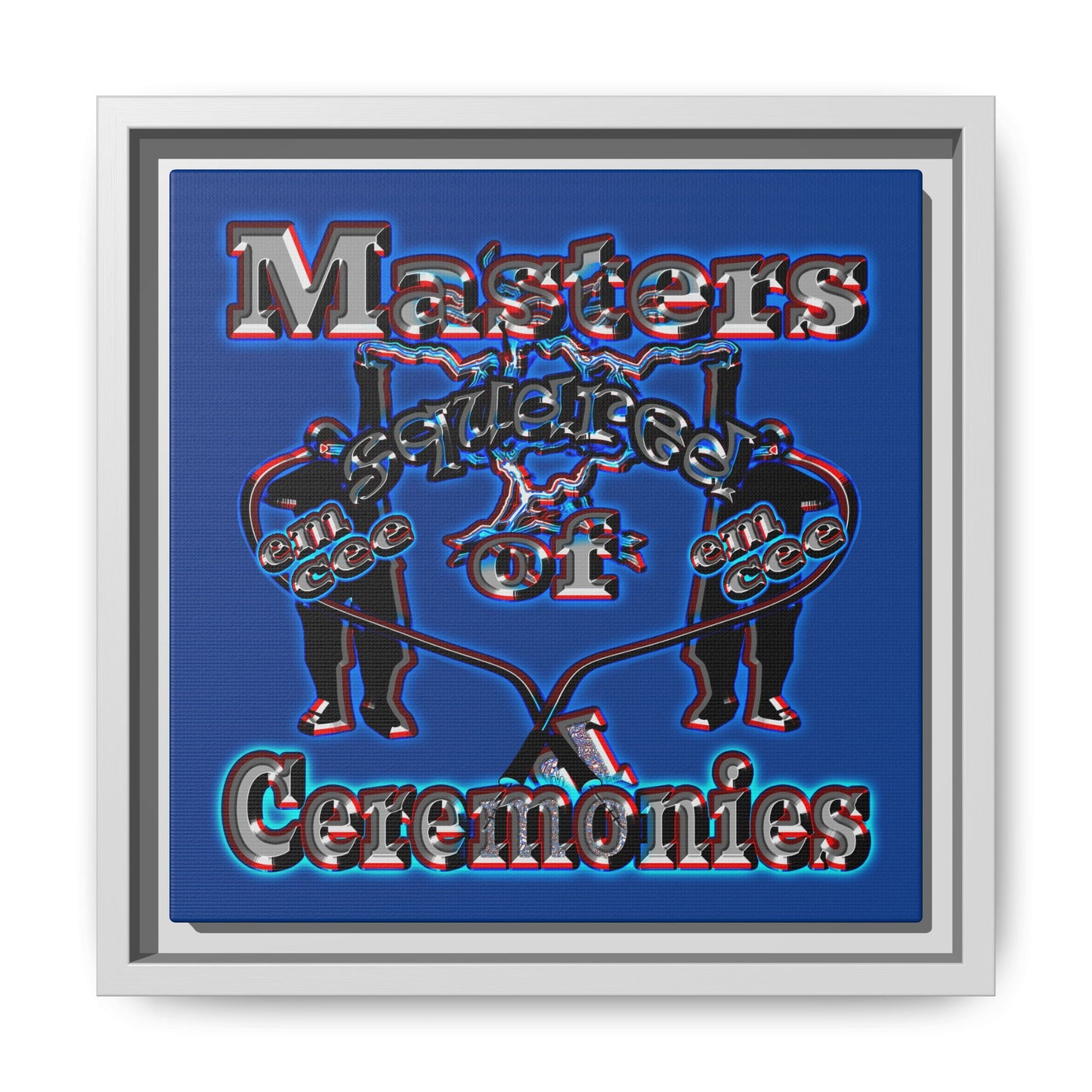 em cee squared - framed canvas art (dark blue)