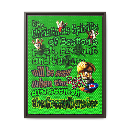 christmas spirits of boston - framed canvas art (logo green)