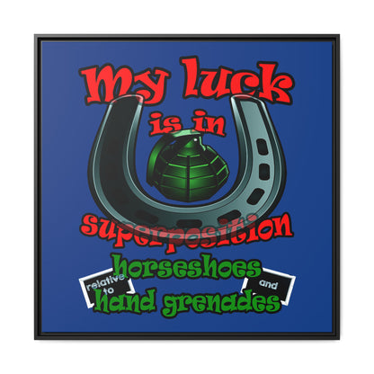 my luck - framed canvas art (dark blue)