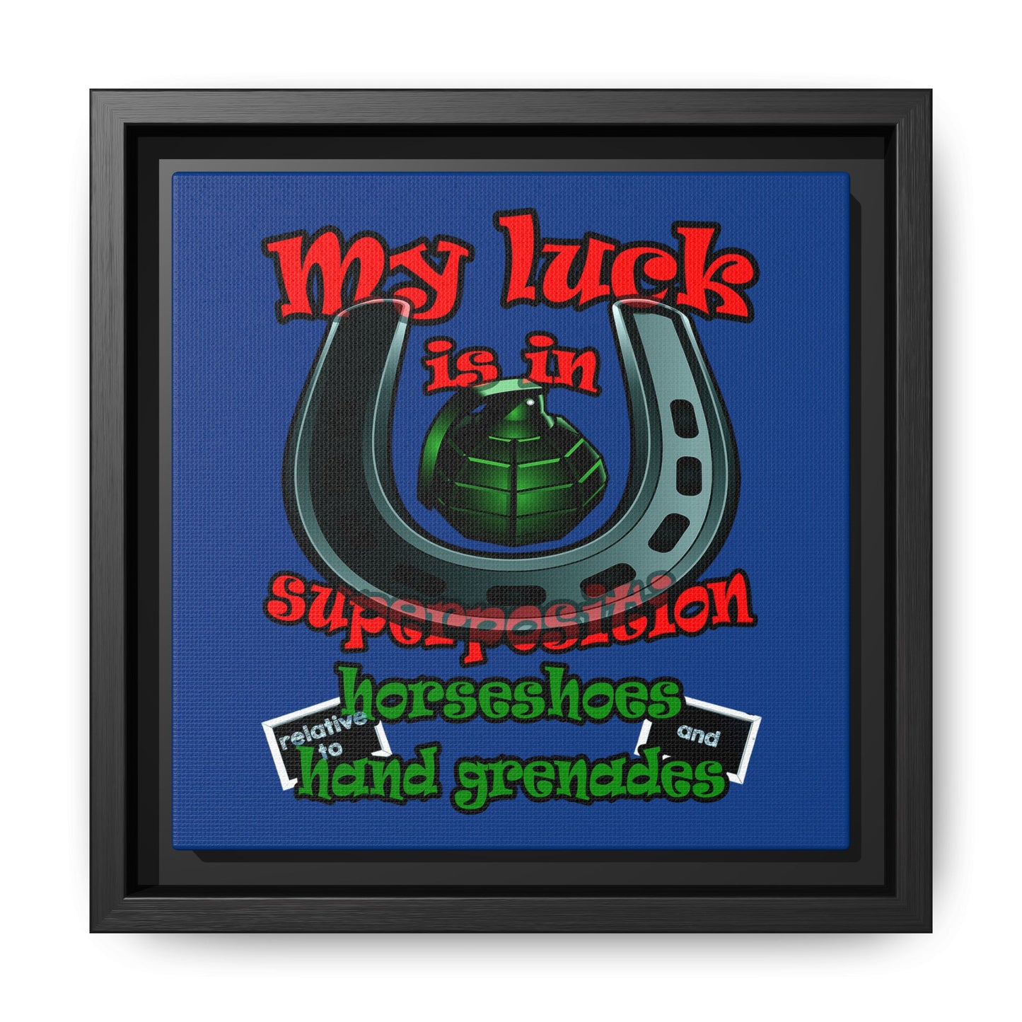 my luck - framed canvas art (dark blue)