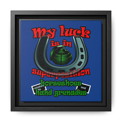 my luck - framed canvas art (dark blue)