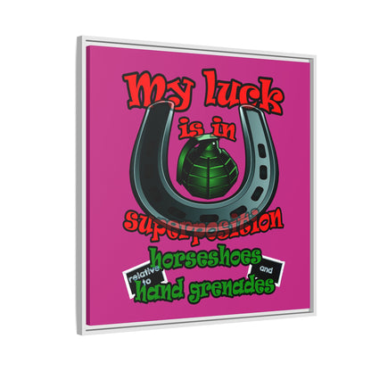 my luck - framed canvas art (pink)