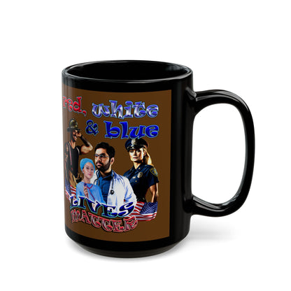 rw&b lives matter - Black Mug (brown)